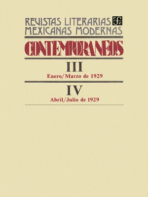 cover image of Contemporáneos III, enero-marzo de 1929--IV, abril-julio de 1929